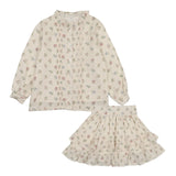 Green Floral Shirt and Skirt Set