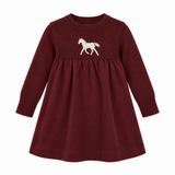 Horse Jacquard Knit & Fleece Dress