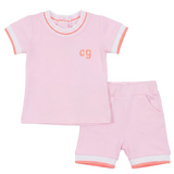 2 PCS Shorts Set With Contrast Trim