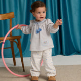 Baby Ruth Striped Blouse With Smocked Neckline