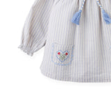 Baby Ruth Striped Blouse With Smocked Neckline