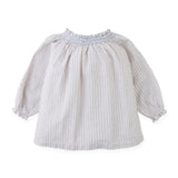 Baby Ruth Striped Blouse With Smocked Neckline
