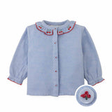 Baby Beryl Collared Blouse With Cherry Cross Stitch