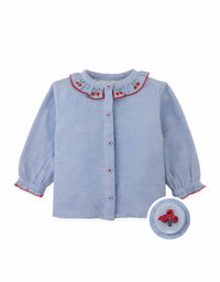 Baby Beryl Collared Blouse With Cherry Cross Stitch
