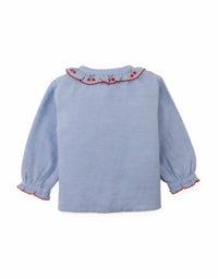 Baby Beryl Collared Blouse With Cherry Cross Stitch