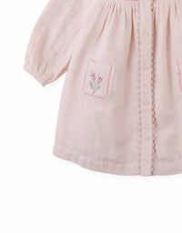 Baby Lottie Button Down Dress With Cross Stitch