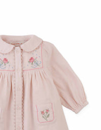 Baby Lottie Button Down Dress With Cross Stitch