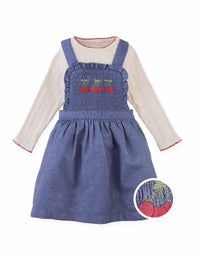 Baby Margot Cherry Emb Pinafore Dress And Tee Set