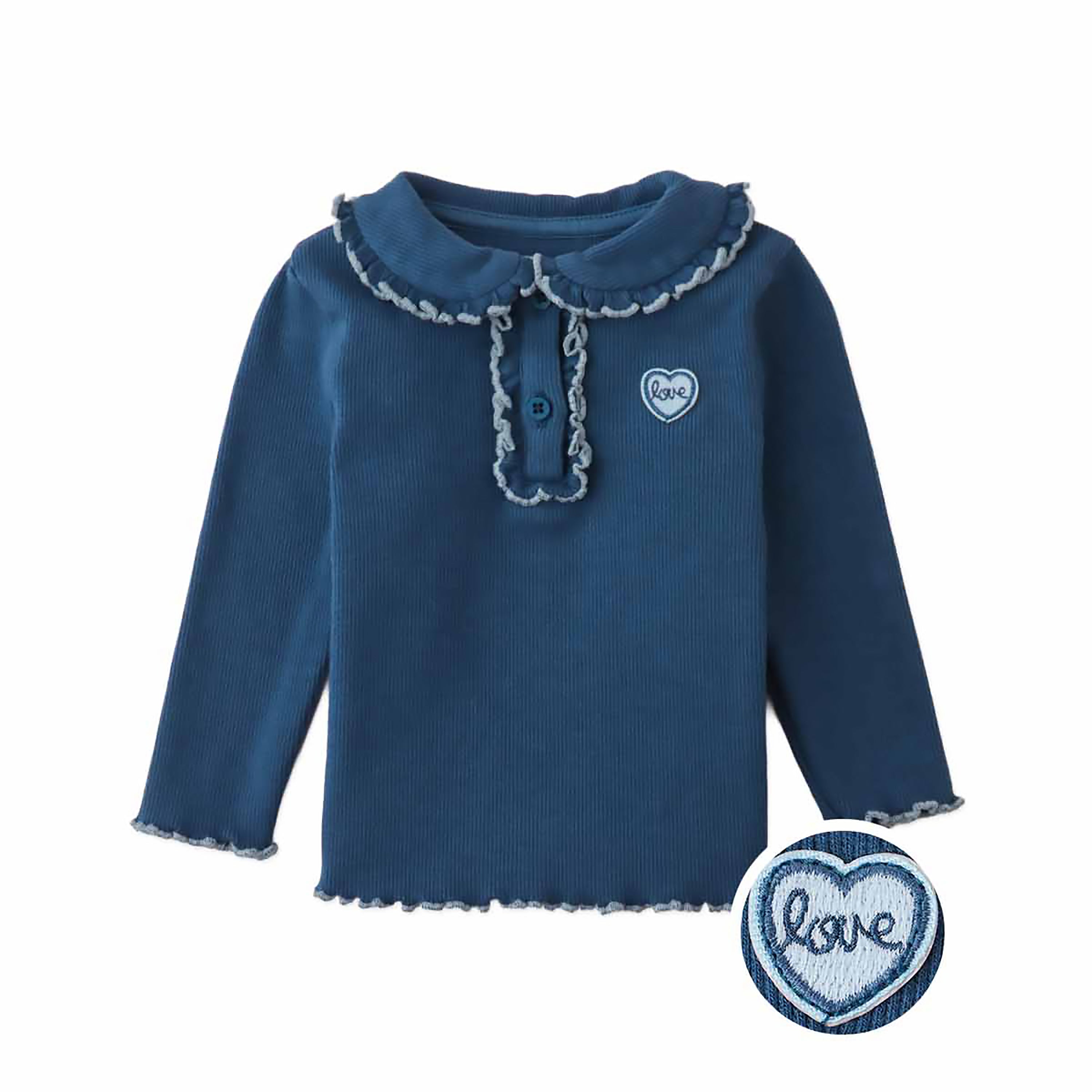 Baby Geraldine Ribbed Tee With Scalloped Collar