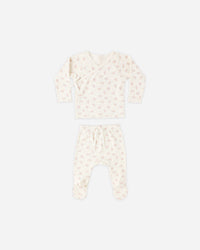 Wrap Top + Footed Pants Set