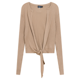 Wide Rib Cropped Tie Cardigan