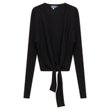 Wide Rib Cropped Tie Cardigan