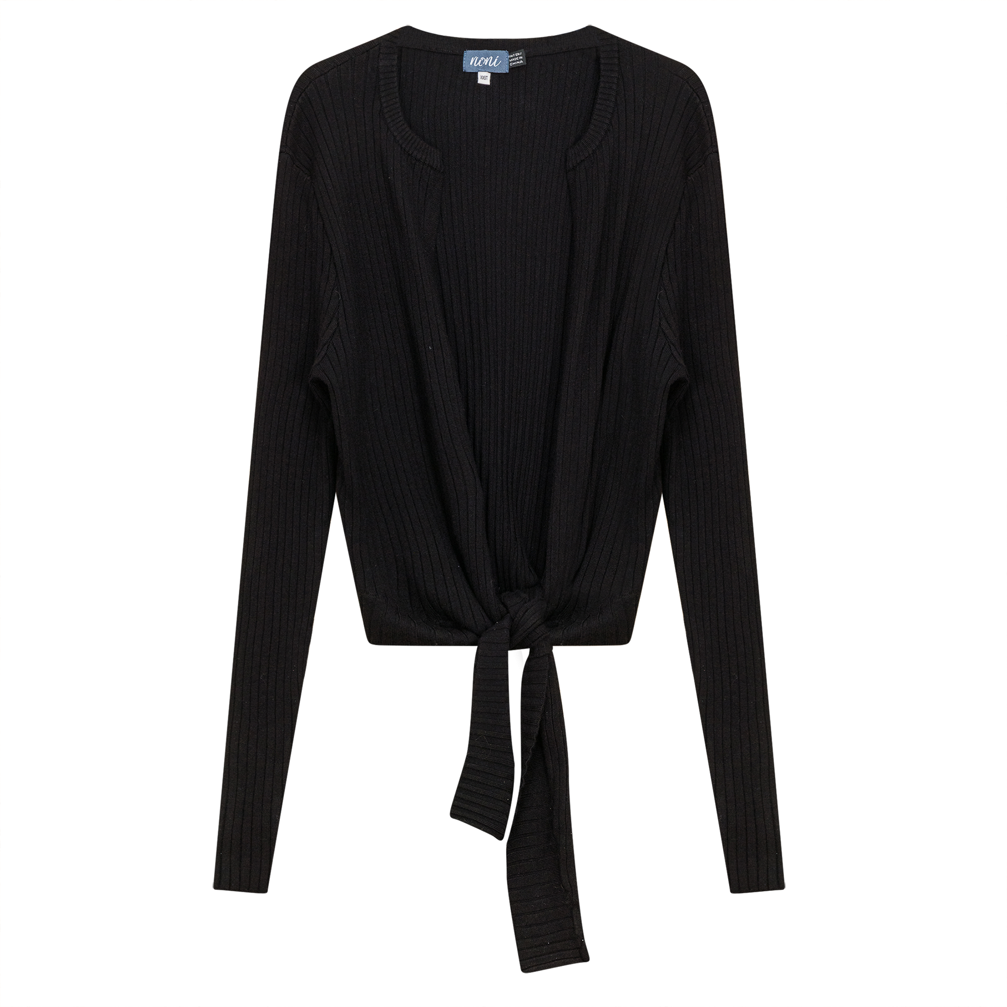 Wide Rib Cropped Tie Cardigan
