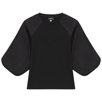 Jersey Girl Top With Cotton Woven Sleeves