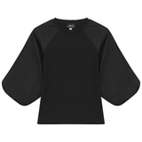 Jersey Girl Top With Cotton Woven Sleeves