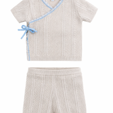 2 PC Short Set In Lace Textured Rib In Knit