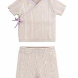 2 PC Short Set In Lace Textured Rib In Knit