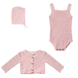 Baby Cardigan,Onesie And Hat In Texture Knit