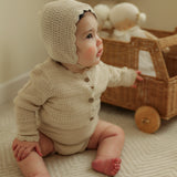 Baby Cardigan,Onesie And Hat In Texture Knit