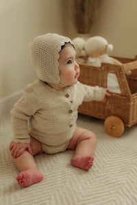 Baby Cardigan,Onesie And Hat In Texture Knit