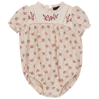 Baby Floral Print Bubble With Embroidery