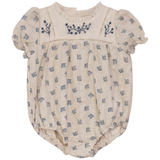 Baby Floral Print Bubble With Embroidery