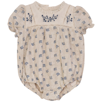 Baby Floral Print Bubble With Embroidery