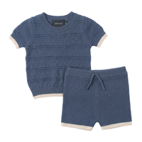 Textured Knit With Trim Set