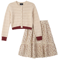 Girls Floral Print 2 PCS Set With Cardigan