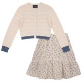 Girls Floral Print 2 PCS Set With Cardigan