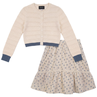 Girls Floral Print 2 PCS Set With Cardigan