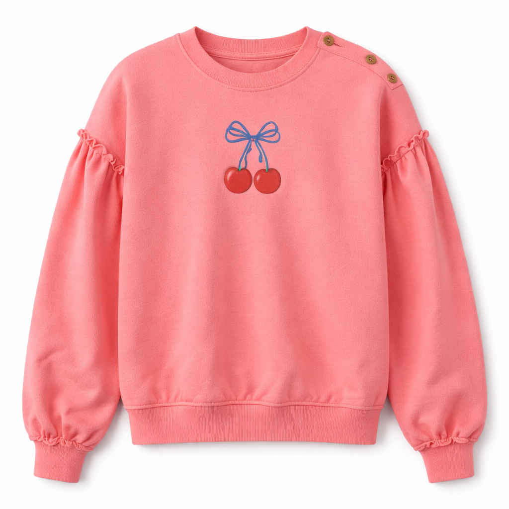 French Terry Sweatshirt With Cherry Print