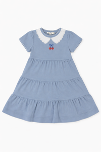Girls Cherry Printed Tiered Dress