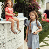 Girls Cherry Printed Tiered Dress