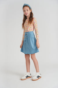 Girls Top With Circle Flower Print