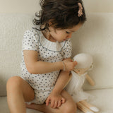 Baby Pointelle With Flower Print 2 PCS Short Set With Ruffle Collar