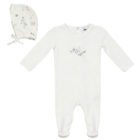 Baby Romper Set With Bird Print At Chest
