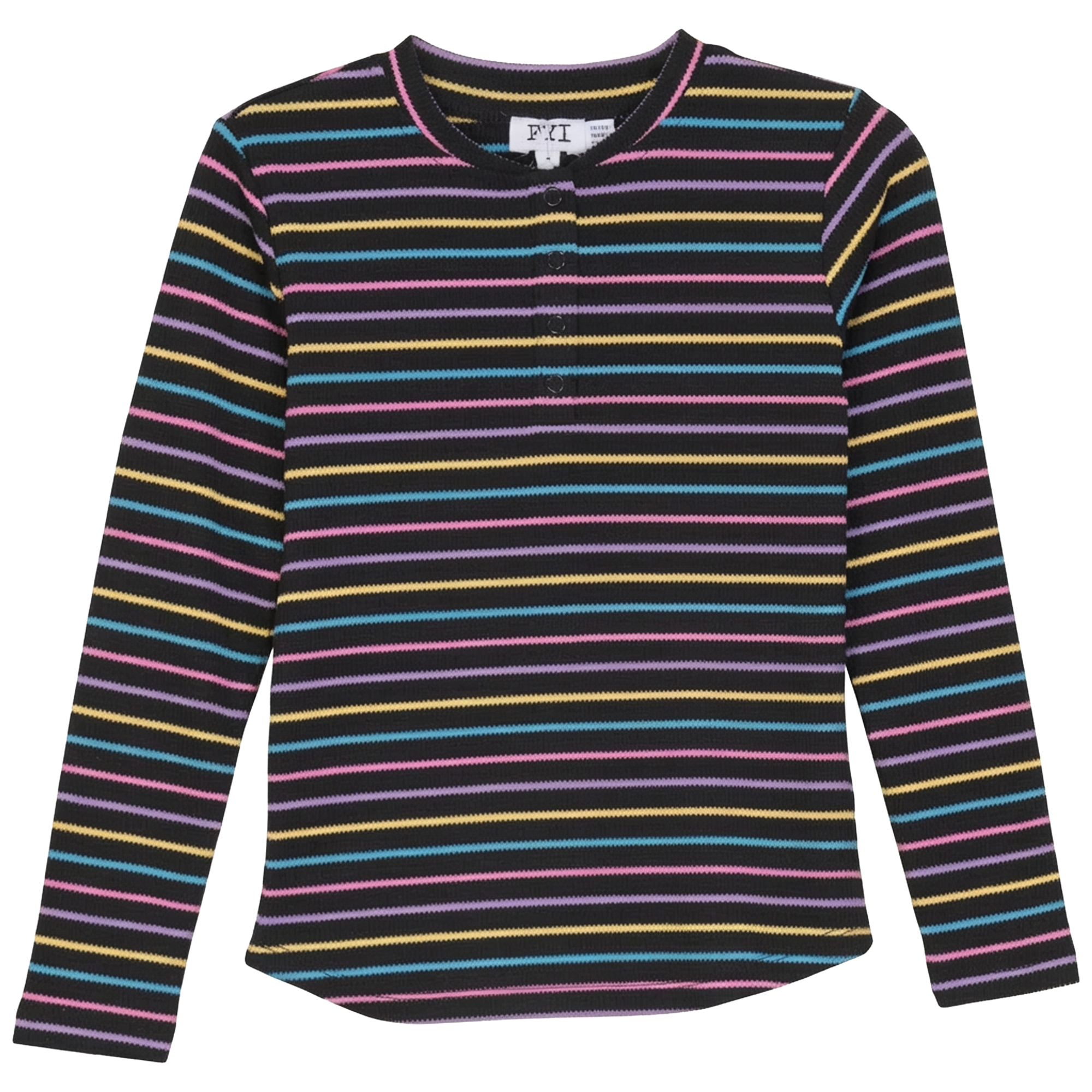 Girls Multi Stripe Waffle Top