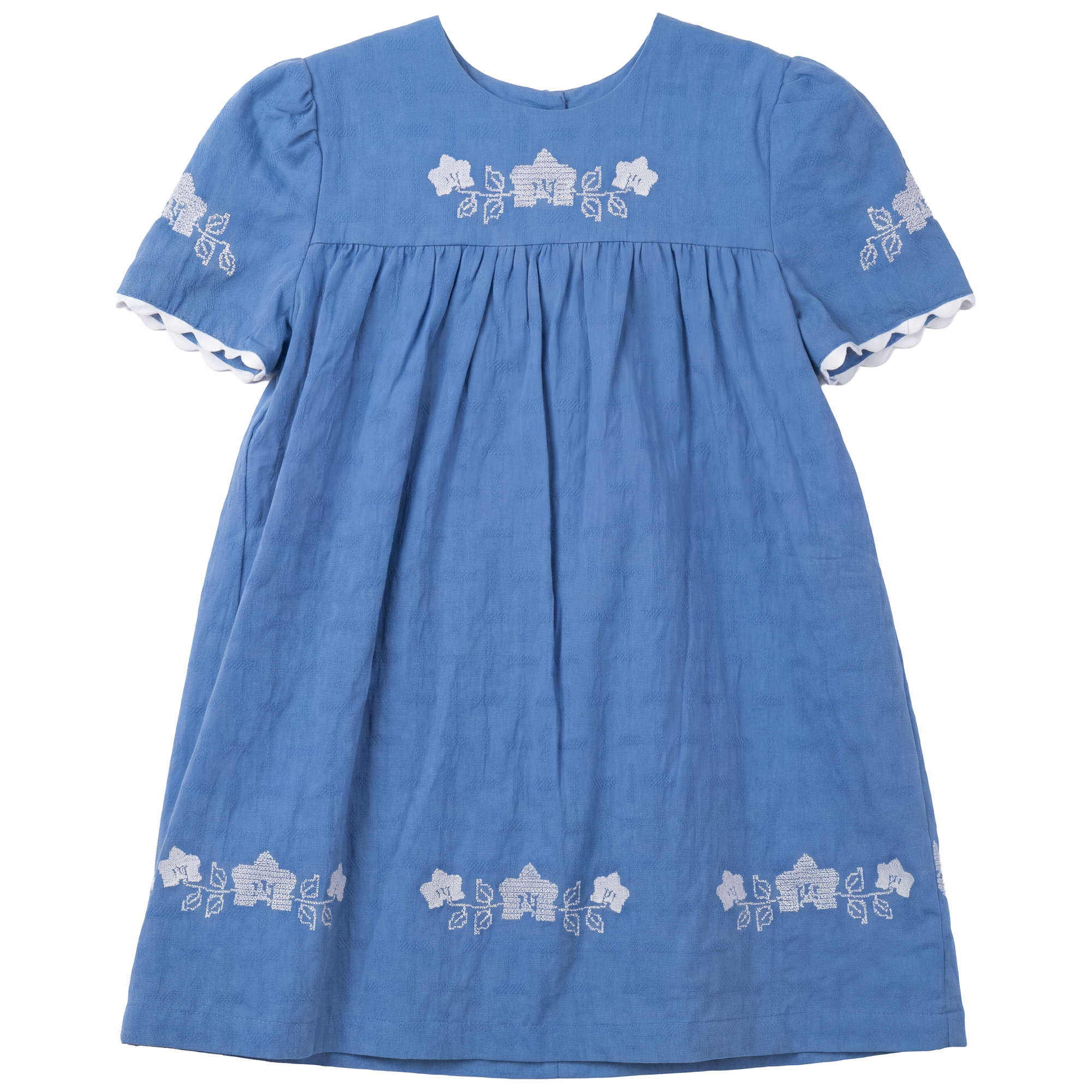Girls Dress With Criss Cross Flower Embroidery