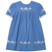 Girls Dress With Criss Cross Flower Embroidery