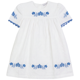 Girls Dress With Criss Cross Flower Embroidery