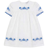 Girls Dress With Criss Cross Flower Embroidery