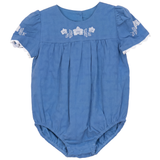 Baby Onesie With Criss Cross Flower Embroidery