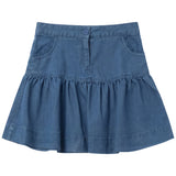 Girls Denim Skirt With Lace Trim