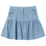 Girls Denim Skirt With Lace Trim