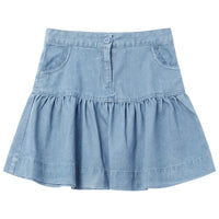 Girls Denim Skirt With Lace Trim
