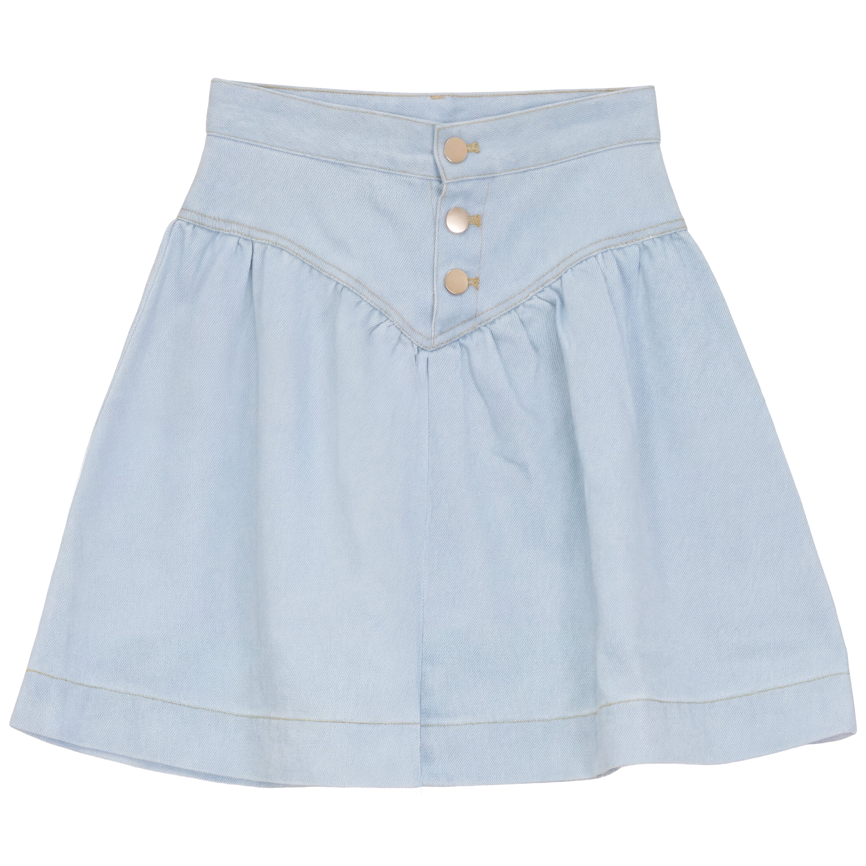 Girls Denim Skirt With V Yoke