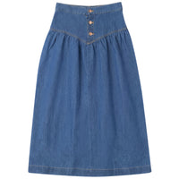 Girls Denim Long Skirt With V Yoke