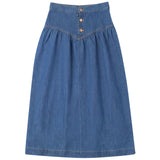 Girls Denim Long Skirt With V Yoke