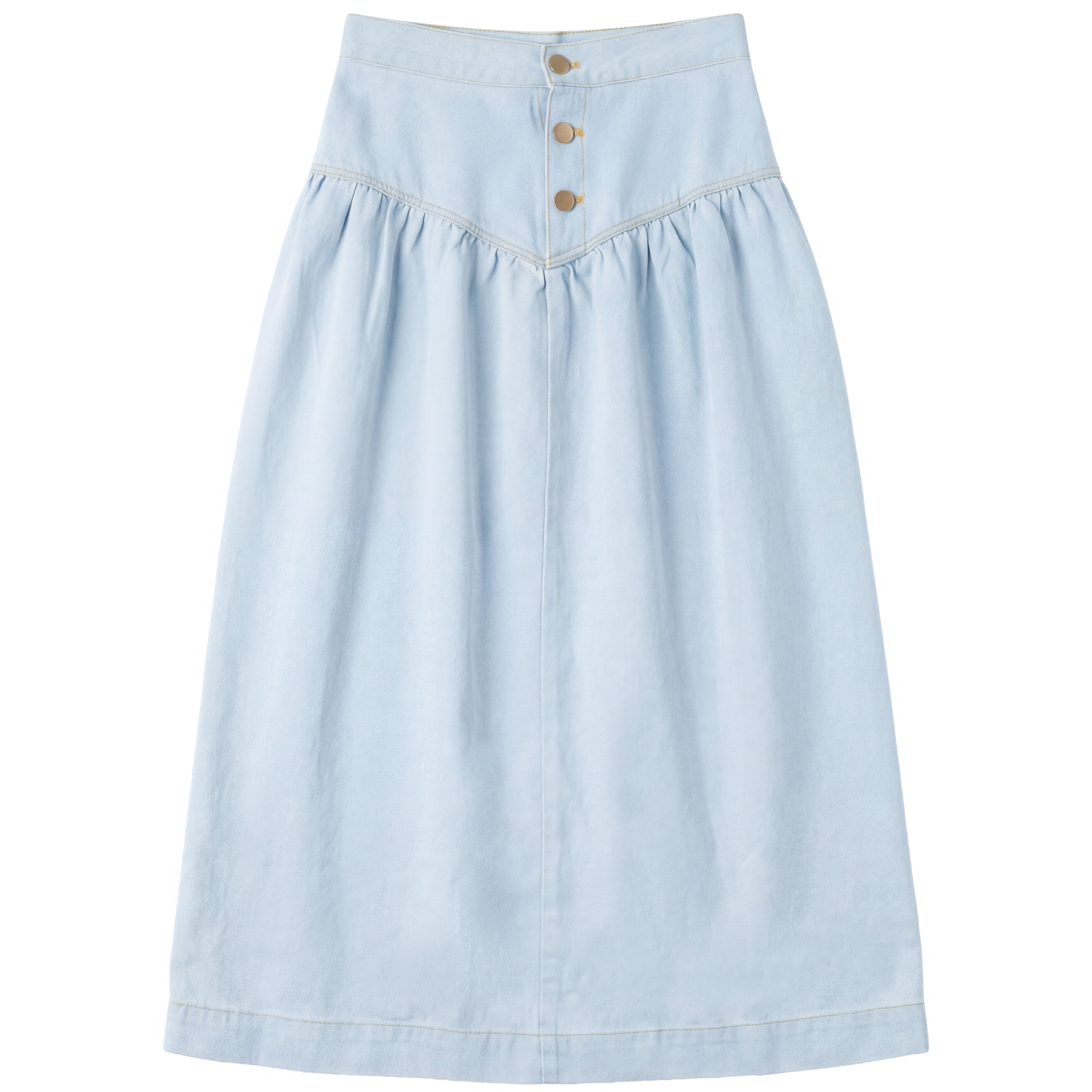 Girls Denim Long Skirt With V Yoke
